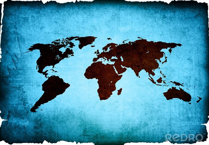 Fototapete Weltkarte vor tintenblauem Hintergrund