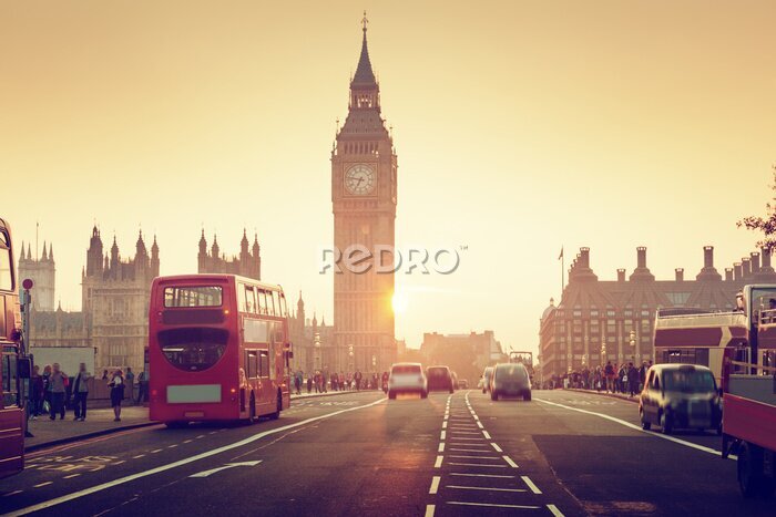Fototapete Westminster-Brücke bei Sonnenuntergang, London, UK