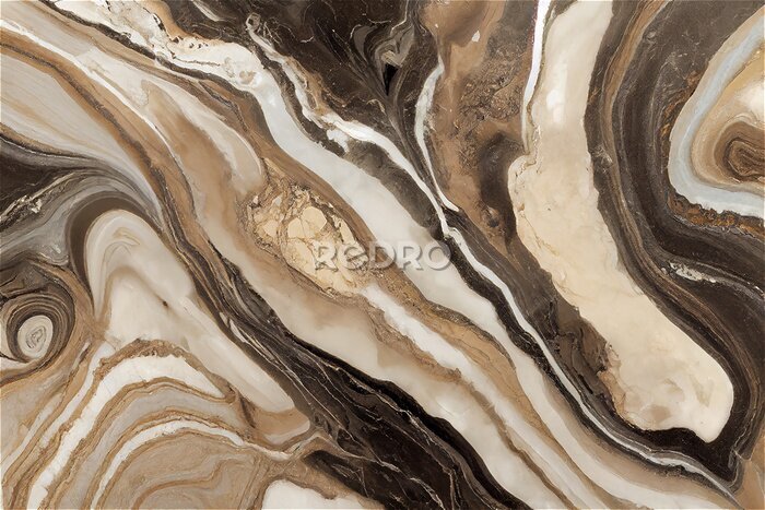 Fototapete White gray and brown marble