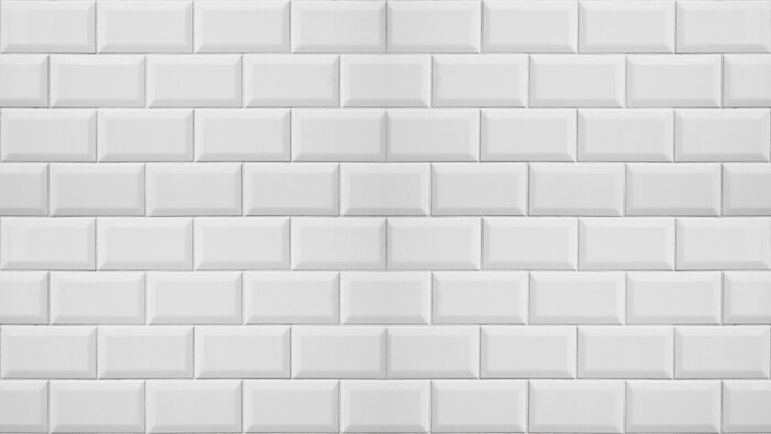 Fototapete White light brick tiles tilework glazed ceramic wall or floor texture wide background pattern