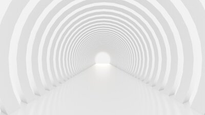 Fototapete White tunnel and light. 3d illustration, 3d rendering.