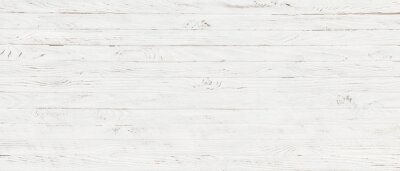Fototapete White wood texture background, top view wooden plank panel