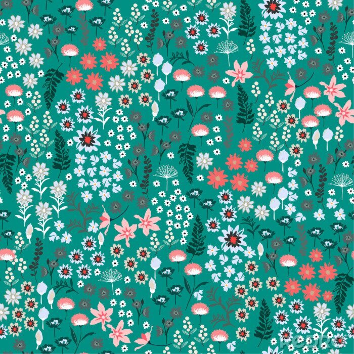 Fototapete Wiese mit wilden Blumen