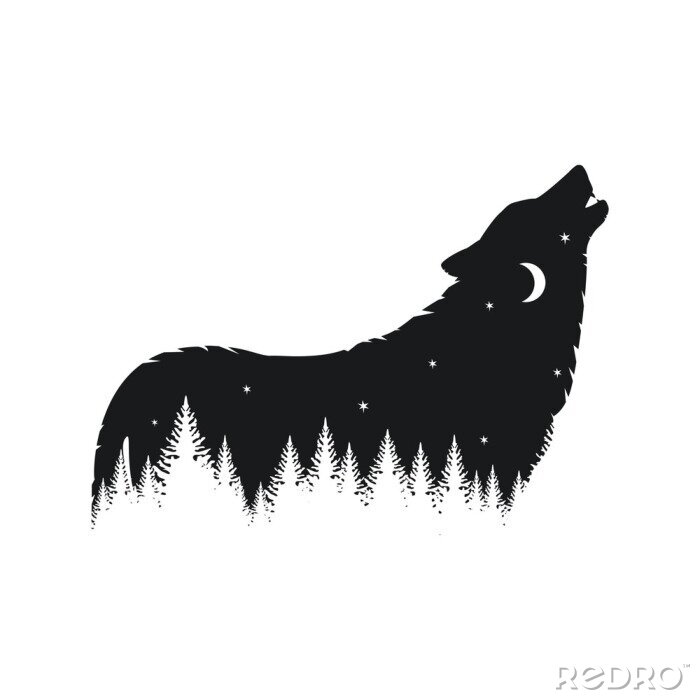 Fototapete Wild wolf silhouette