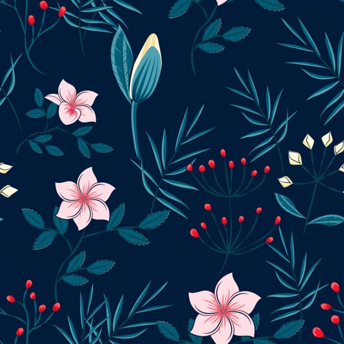 Fototapete Wilde Vegetation auf dunklem Hintergrund