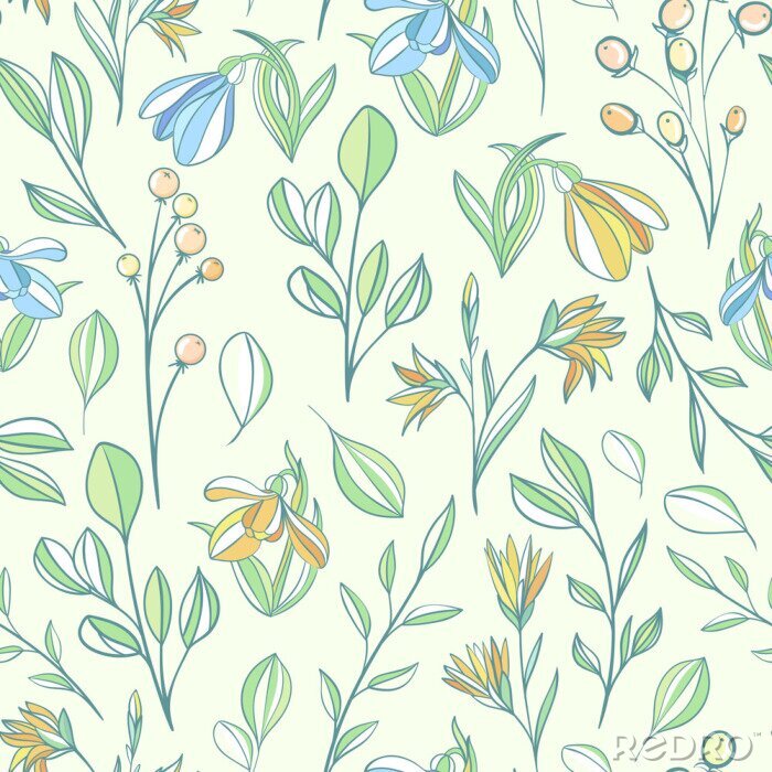 Fototapete Wildpflanzen im skandinavischen Stil