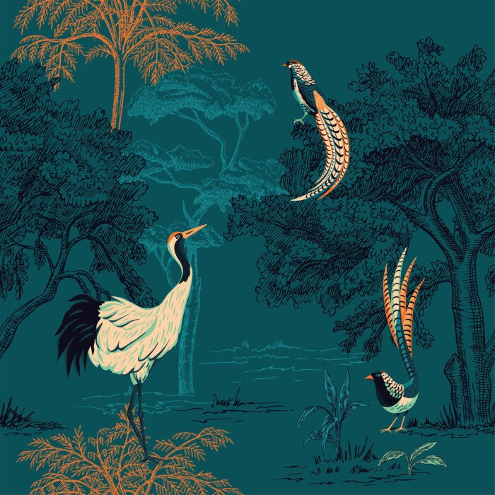 Fototapete Wildvögel im Dickicht