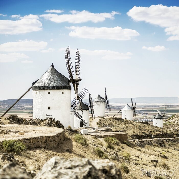 Fototapete Windmühlen an der Küste