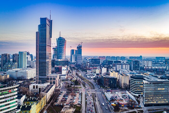 Fototapete Wokenkratzer in Warschau