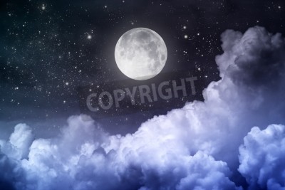 Fototapete Wolken, Mond und Sterne