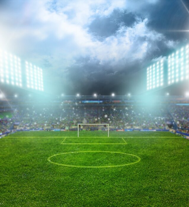 Fototapete Wolken über Fußballplatz