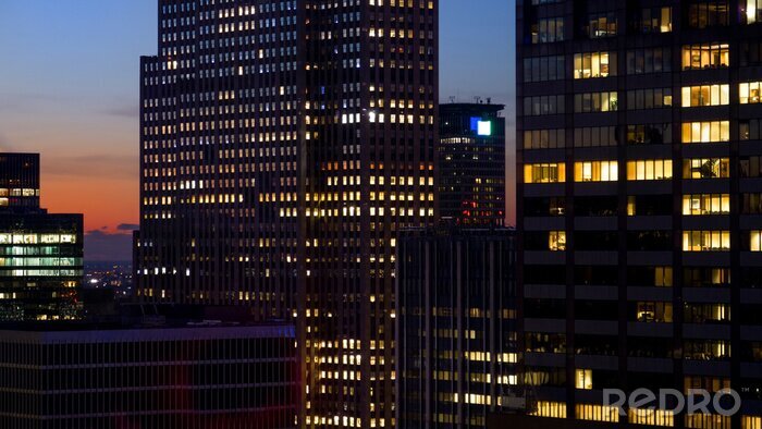 Fototapete Wolkenkratzer bei Nacht in New York