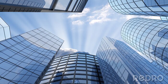 Fototapete Wolkenkratzer räumliche Ansicht
