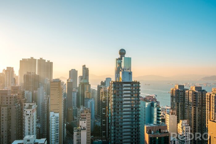 Fototapete Wolkenkratzer Sonnenuntergang in Hongkong