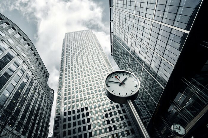 Fototapete Wolkenkratzer und Gebäude in Schwarz und Weiß