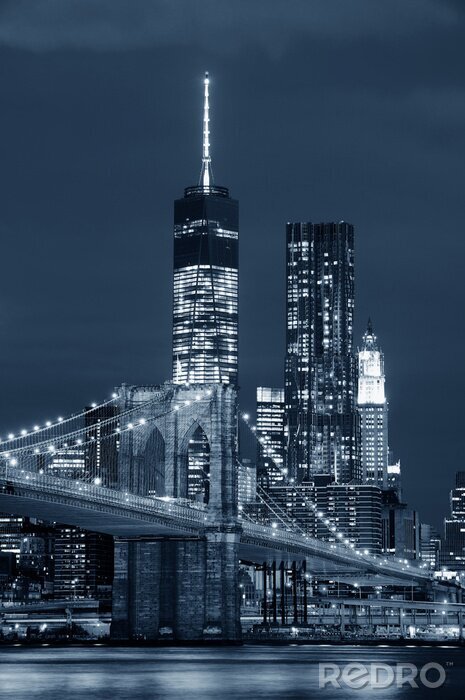 Fototapete Wolkenkratzer von New York City bei Nacht
