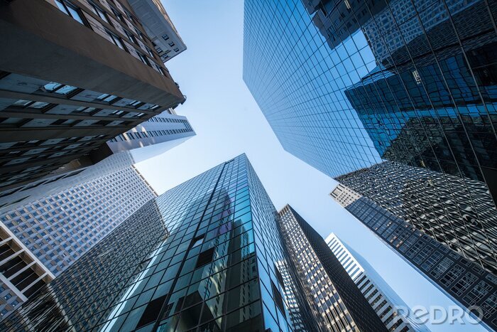 Fototapete Wolkenkratzer Wall Street Froschperspektive