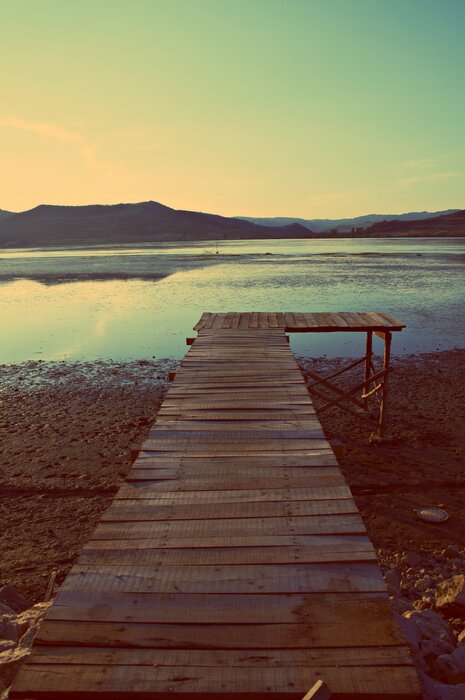 Fototapete Wolkenloser Himmel am See