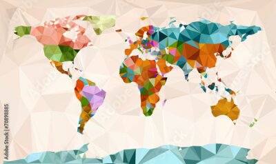 Fototapete World map, vector geometric design