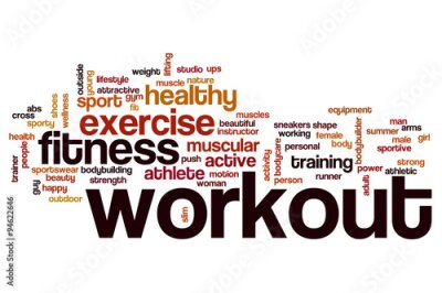 Fototapete Wortwolke mit Fitness-Slogans auf weißem Hintergrund