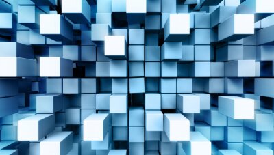 Fototapete Würfel 3D blau