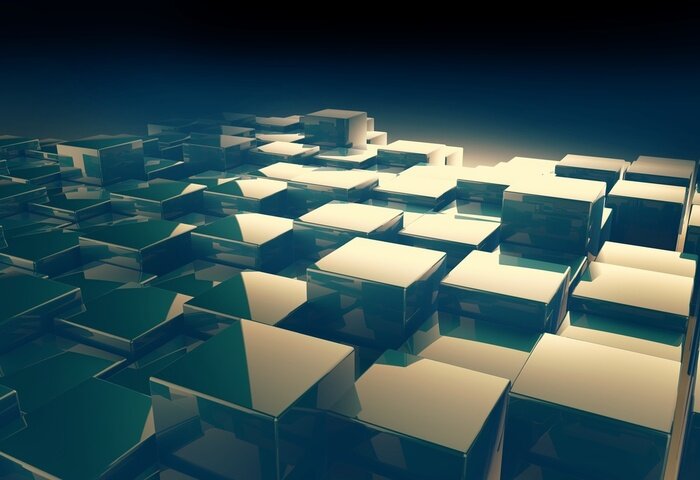 Fototapete Würfel 3D und Licht