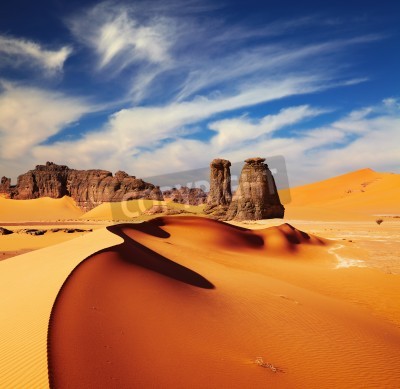 Fototapete Wüstendünen und Felsen
