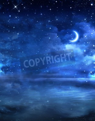 Fototapete Wunderschöner gestirnter Himmel über Wasser