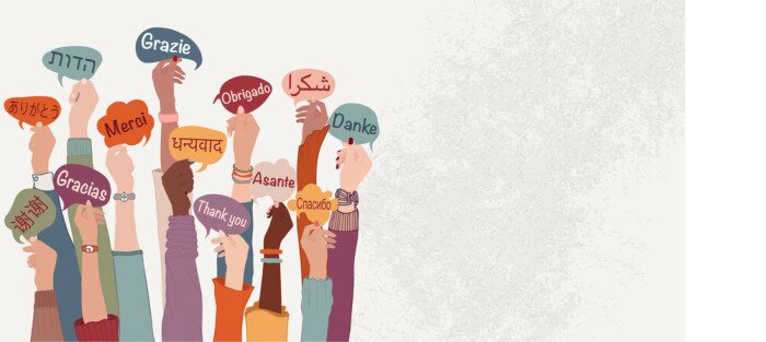 Fototapete Die Vielfalt des Wortes „Danke“