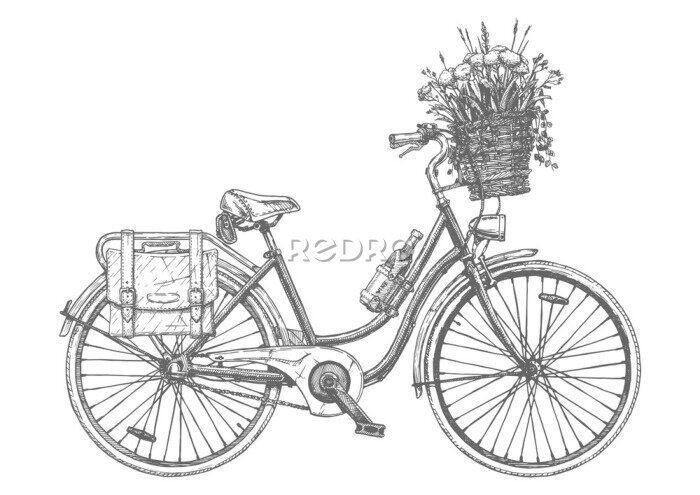 Fototapete Сity bicycle with flowers