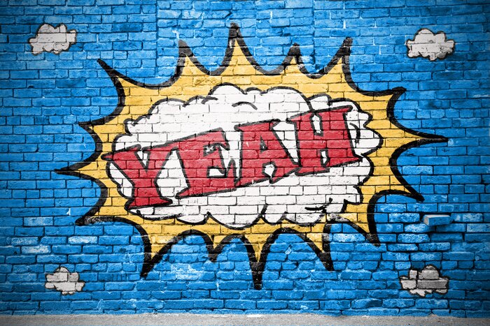 Fototapete Yeah Comic  Ziegelsteinmauer Graffiti
