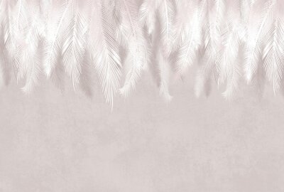 Fototapete Zarte Blätter auf Betonhintergrund