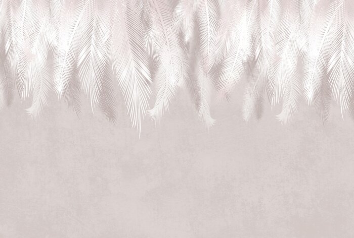 Fototapete Zarte Blätter auf Betonhintergrund