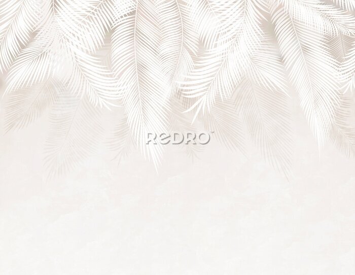 Fototapete Zarte Blätter in einer beigen Szenerie