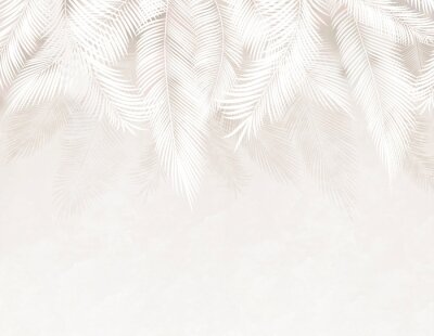 Fototapete Zarte Blätter in einer beigen Szenerie