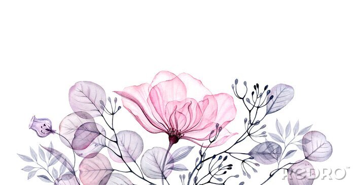 Fototapete Zarte Blume mit Aquarellfarbe gemalt