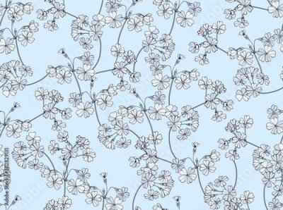 Fototapete Zarte Blumen auf blauem Grund