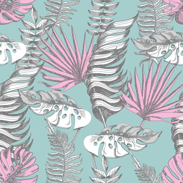 Fototapete Zarte tropische Blattpflanzen