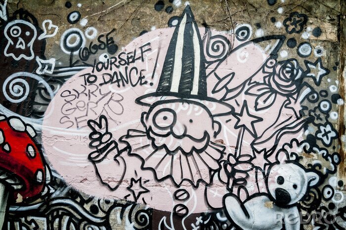 Fototapete Zauberer auf Graffiti