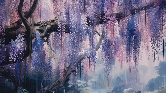 Fototapete Zauberhafte Glyzinienblüten