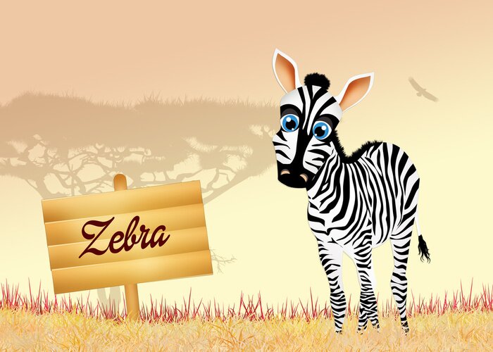 Fototapete Zebra Afrika in einer märchenhaften Illustration
