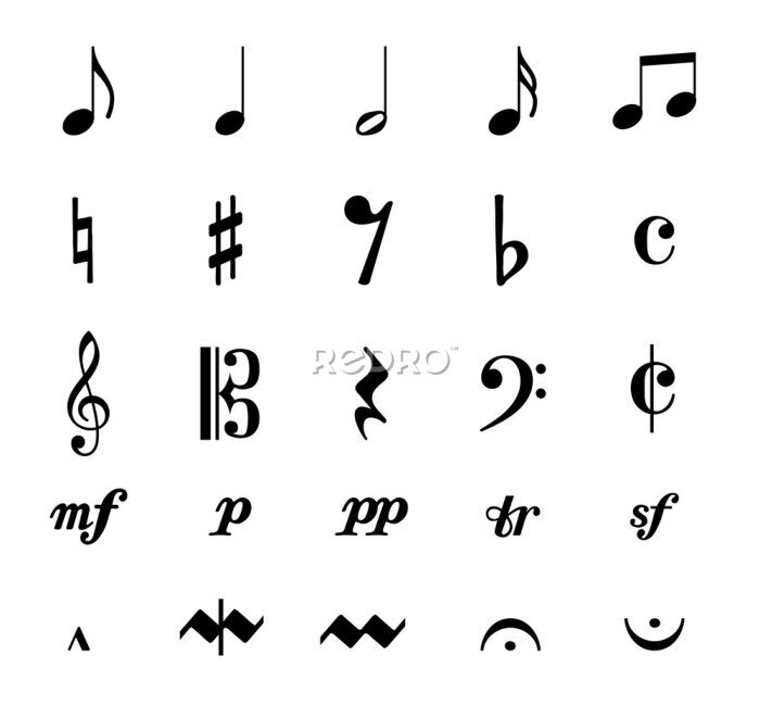 Fototapete Zeichen Symbole Noten Musik