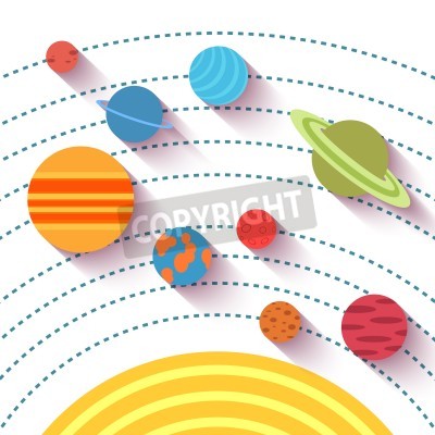 Fototapete Zeichenillustration des Sonnensystems