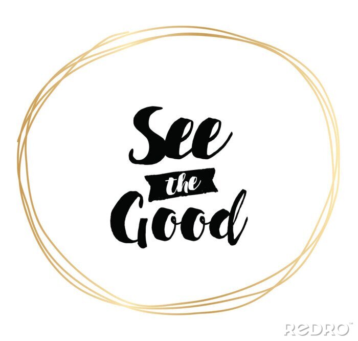 Fototapete Zeichnen von Wörtern in einem goldenen Kreis