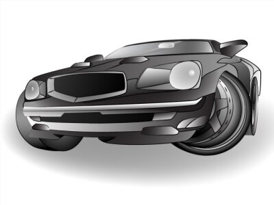 Fototapete Zeichnung des schwarzen Autos