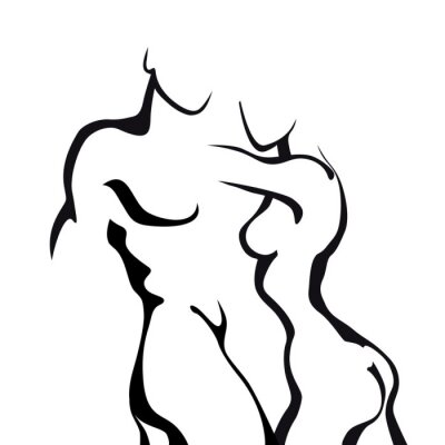 Sticker Zeichnung eines nackten Paares
