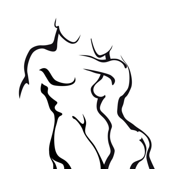 Fototapete Zeichnung eines nackten Paares