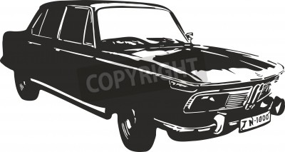 Fototapete Zeichnung mit altem Auto