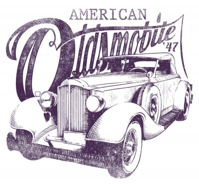 Fototapete Zeichnung mit amerikanischem Auto