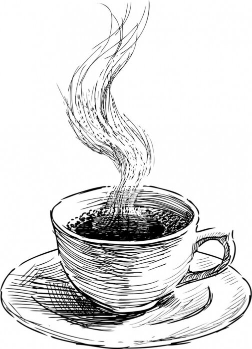 Fototapete Zeichnung von dampfendem Kaffee
